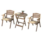 Balcony coffee table set small tea drinking table and chairs outdoor Japanese-style solid wood tea table simple retro chair combination - Image 5