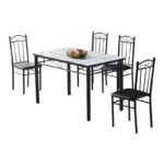 Foshan foreign trade manufacturers wholesale steel wood dining table glass dining table simple style table chairs - Image 2