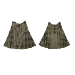 CHECK EMBROIDERY HIGH WAIST PLEATED SKIRT - Image 5