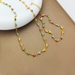 Copper-plated real gold retro contrast color love necklace bracelet combination personality fashionable design necklace hand jewelry T952