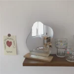 Korean ins simple niche irregular mirror dormitory desktop wooden makeup mirror special-shaped decoration photo props - Image 2