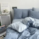 Simple pure color washed cotton bed four-piece spring and autumn Japanese-style bedding bed linen quilt cover single dormitory three-piece set - Image 5