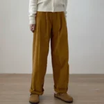 Chuwujia 22 autumn and winter new Japanese brushed casual pants women's all-match loose elastic waist Japanese miscellaneous pants straight-leg pants - Image 4