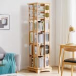 Jiayi Bookshelf Solid Wood Revolving Bookshelf Floor Combination Bookcase Home Storage Storage Rack - Image 2
