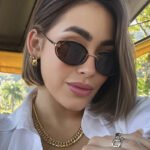 Small frame oval retro sunglassesEuropean and American ins Internet celebrities with the same sunglasses, high-end catwalk sunglasses, personality - Image 2