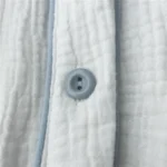 Simple Japanese plain cotton washed cotton double-layer gauze V-neck home clothes pajamas set long-sleeved trousers - Image 4