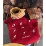 Don't come unharmed, new red corduroy retro shoulder bag, women's versatile, large-capacity embroidery, simple tote bag women - Image 4
