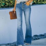 Cross-border Independence Station 2022 spring and summer new trousers slim fit and slim, multi-button flared trousers, washed women's jeans - Image 2