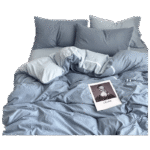 Simple pure color washed cotton bed four-piece spring and autumn Japanese-style bedding bed linen quilt cover single dormitory three-piece set - Image 2
