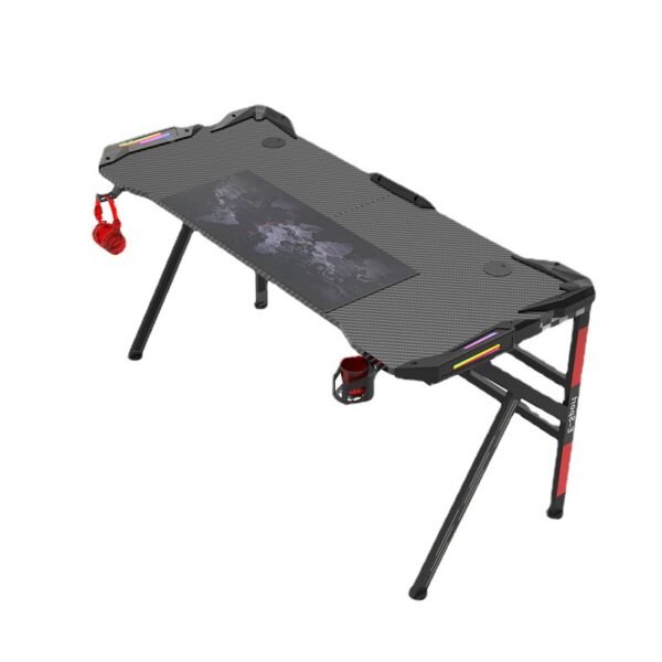 Manufacturers cross-border RGB carbon fiber atmosphere light gaming table Internet cafe home office computer table foreign trade game table
