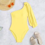 2023 swimsuit new sexy solid color tie tight bikini slim conservative one-piece swimsuit female swimsuit - Image 3