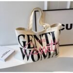 korean niche canvas bag bag women's 2025 new fashion large capacity tote bag letter shoulder class tote bag - Image 2