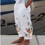 2022 new trousers casual beltless loose cotton wide leg pants