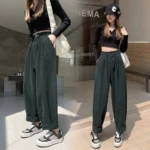 Japanese cotton overalls women's spring and autumn 2023 new high waist slimming loose carrot pants casual harem daddy pants - Image 4