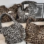 49291 Fall/Winter New Korean Ins Style Fashion Imitation Lamb Plush Large Capacity Shoulder Bag Leopard Tote Bag