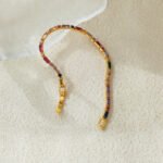 Self-designed colorful and contrasting color zircon bracelet retro trendy design sense bracelet ins style fashion jewelry 1147