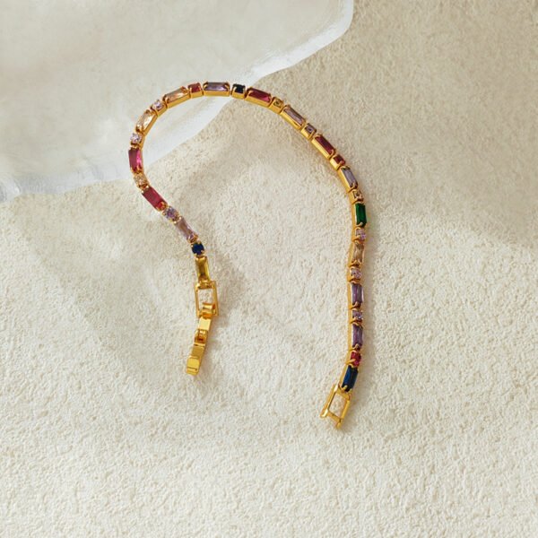 Self-designed colorful and contrasting color zircon bracelet retro trendy design sense bracelet ins style fashion jewelry 1147