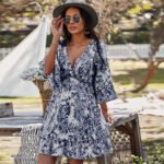 Independent designers develop new spring and summer women's clothing 2021 independent station wind deep V casual sexy dress mid skirt - Image 2