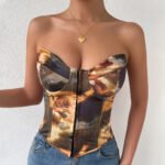 Cross-border foreign trade independent station new hot-selling hit color backless suspenders with steel ring fishbone European and American small vest 7105