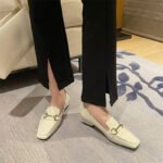 One-leg loafers women's soft-soled work flat shoes not tired feet small leather shoes women's spring and winter commuting women's shoes - Image 2