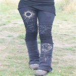 European and American independent station new women's retro lace print patchwork stretch tights - Image 6