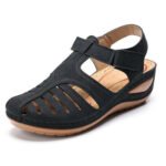 2023 summer new foreign trade sandals women's retro women's sandals car line hole shoes cross-border large size round toe wedge comfortable - Image 8