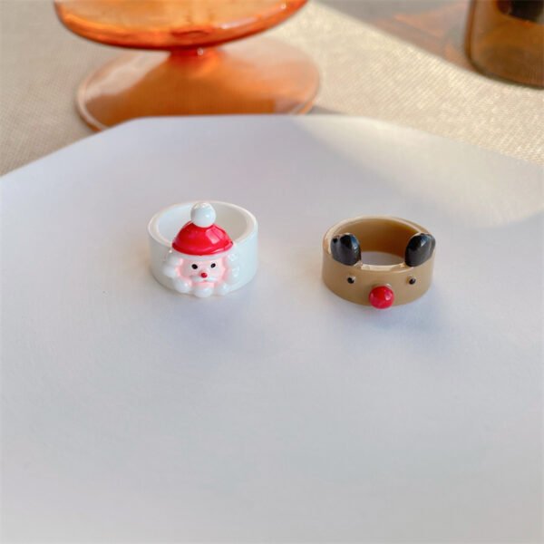 Christmas ring resin cute cartoon old man elk ring sweet girly heart fashion acrylic index finger ring