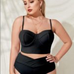 new cross-border Amazon European and American sexy large size solid color high waist bikini ladies swimwear manufacturers wholesale