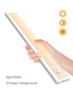 Amazon smart home hot-selling usb charging wireless cabinet light led three-color thin body sensor light