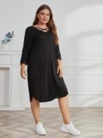 Women's fashion casual loose fitting long sleeved oversized dress - Image 3