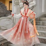 Spring new Tang-made Hanfu women's adult ancient costume Chinese style super fairy heavy industry embroidery pair breast half arm waist waist skirt - Image 2