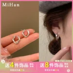 Simple daily matching geometric earrings personality metal texture buckle earrings fashion ins style earrings 4845