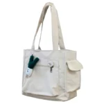 Tea party commuter canvas bag Japanese ins style student class large-capacity shoulder bag female solid color tote bag - Image 5