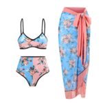2023 new retro bikini double-sided high-waisted swimsuit female European and American independent station swimsuit bikini mesh dress - Image 2