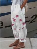 2022 new trousers casual beltless loose cotton wide leg pants - Image 6