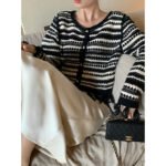 Aisili 2023 spring new long-sleeved striped top small shirt Korean casual tassel knitted sweater female 8210 - Image 2