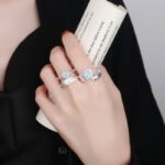 Double-layer opening feather irregular moonstone French ins cold wind minority original design female index finger ring - Image 3