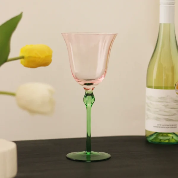 French retro style red wine glass Moshang flowers blooming wine goblet flower shape cup Valentine's Day Tanabata gift