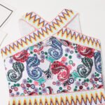 Tenglong 2023 new one-piece swimsuit knitted belt printed hanging neck foreign trade one-piece swimsuit - Image 4