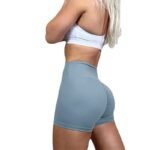 New European and American sexy shorts high waist slim solid color hip-lifting folds tummy-tight running yoga pants spot - Image 5