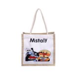 Japanese hand-held canvas women's bag trendy Korean cartoon printing bento handbag large-capacity simple check linen bag - Image 7