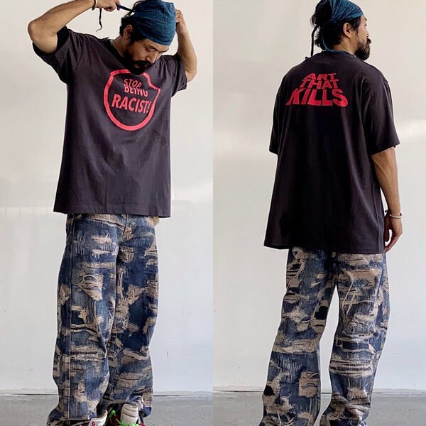 Vintage tie-dyed straight jeans