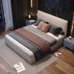 Modern minimalist master bedroom double wedding bed Nordic small apartment minimalist light luxury wedding room leather art soft bag 1.8 meters large bed - Image 3