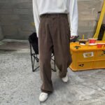 MYQ retro corduroy slacks, men's Korean version trend, ins, loose straight-leg pants, autumn and winter wide-legged long pants - Image 2