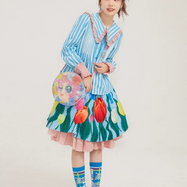 Lovely tulip cotton ruffle skirt