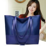 Solid color oxford cloth large capacity tote bag fashion contrast classic versatile shoulder bag korean casual student class - Image 2