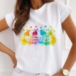Easter T-shirt women's European size Easter short-sleeved spot tops rabbit print tops European and American plus size women - Image 4