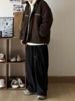 Japanese men's retro cityboy loose cargo pants wide leg versatile elastic waist design casual long pants men - Image 5