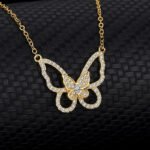 European and American sources of fashion and temperament zircon clavicle chain S925 sterling silver 18K gold pendant necklace ladies butterfly necklace - Image 2