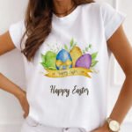 Easter T-shirt women's European size Easter short-sleeved spot tops rabbit print tops European and American plus size women - Image 5